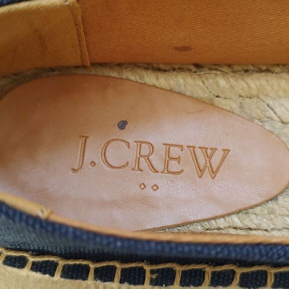 J. Crew Navy Blue Canvas Slip On Espadrilles Flats with Pink Cap Toe Size 6 - Picture 5 of 10